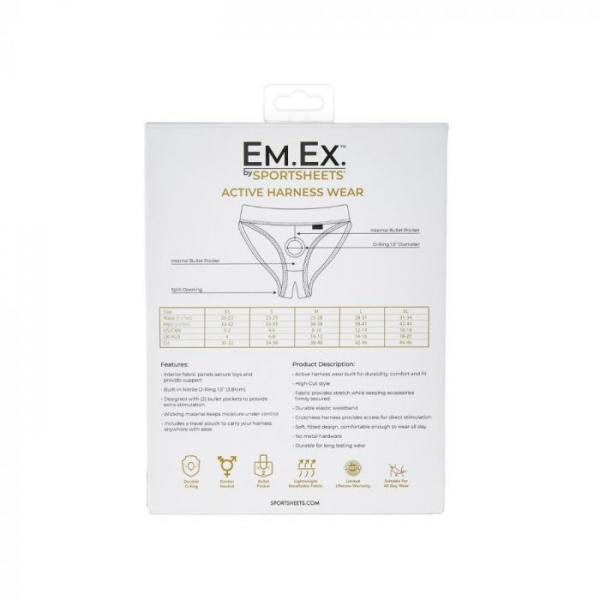 Sportsheets Em.Ex. Active Harness Wear Silhouette Crotchless Strap-On Harness Brief